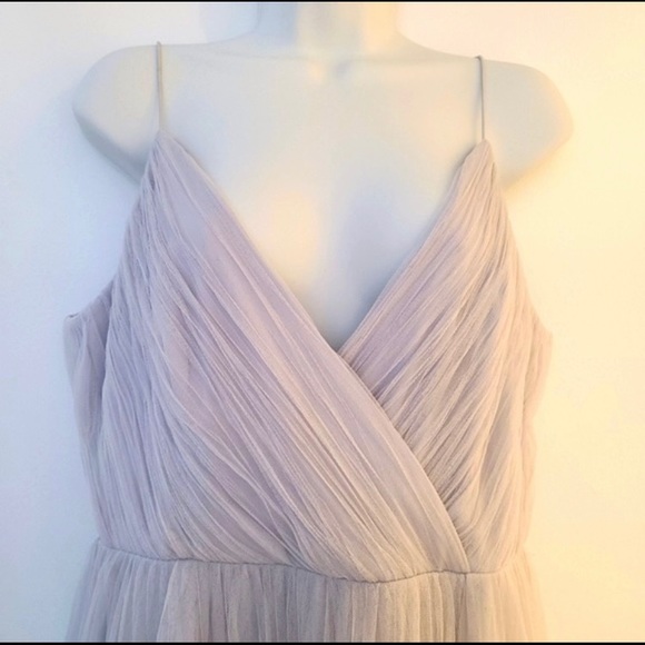 NWT ASOS DESIGN Cami Pleated Tulle Maxi Dress in Grey 12 - Picture 3 of 12